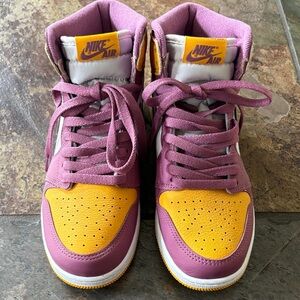 Nike Air Jordan 1 Sneakers in Purple and Gold